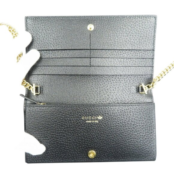 GUCCI x adidas GG Crystal Chain Wallet Red Black Canvas Leather - Picture 6 of 9